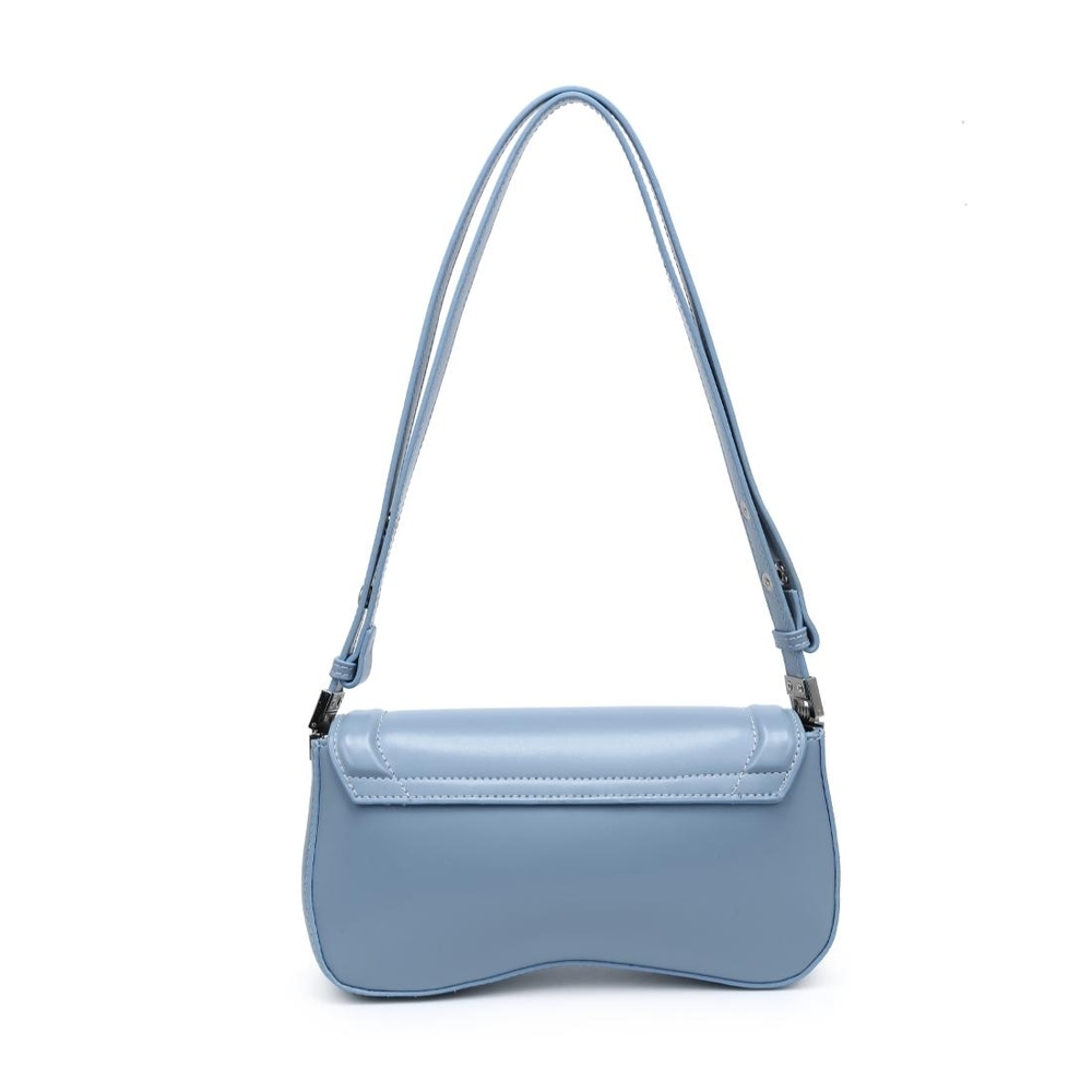 Classic Women's Max Light Blue Smooth Leather Shoulder Bag - Picture 4 of 9